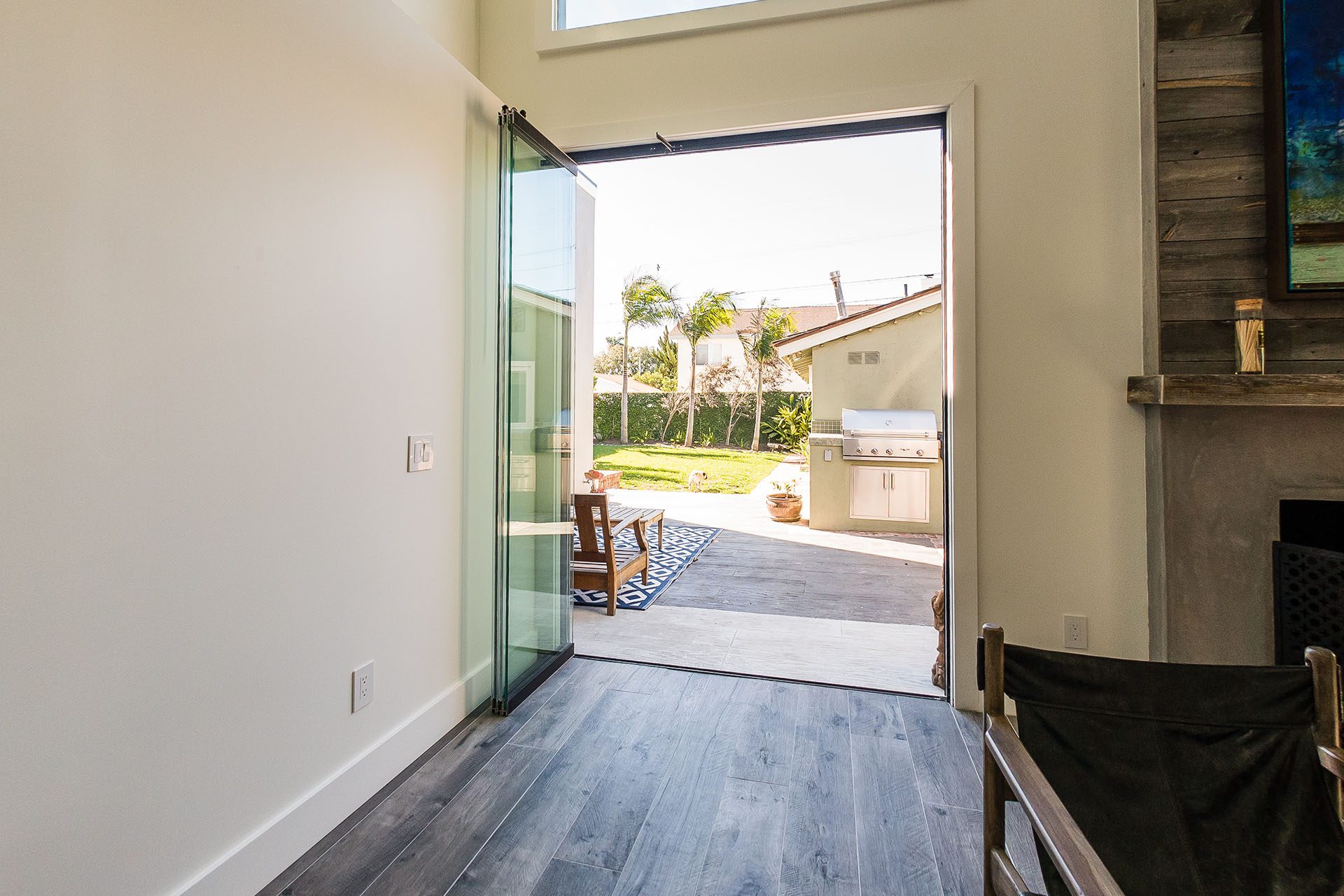 frameless sliding glass doors hallway